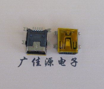 横沥镇MINI USB 5P 接口 母座 全贴带麦拉 高9.6带0.9柱子