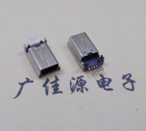 横沥镇MINI USB公头 5pin端子贴板带柱 10.7mm体长